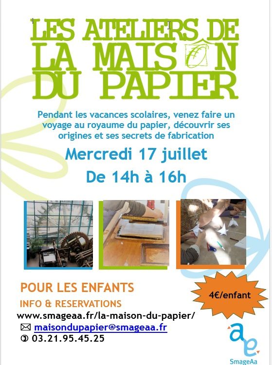 Affiche "Les ateliers de la Maison du Papier"