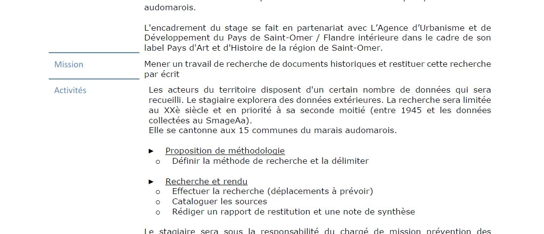 SmageAa | Offre de stage Histoire des inondations